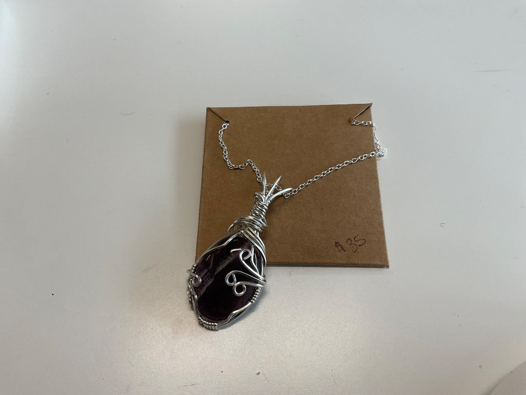 Melanite (?) Wire Wrapped Connie Beth Creations Necklace