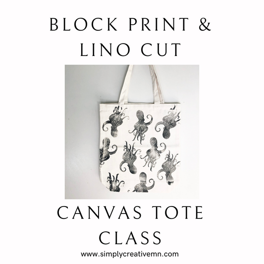 Block Printing Canvas Bags and Frameable Paper Class | Sun. March 17th 11am-1:30pm