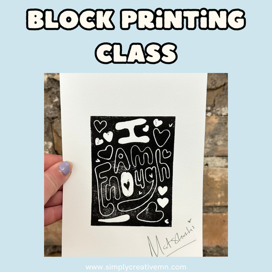 Block Printing Class at Pinstripes | Edina, MN | April 13th