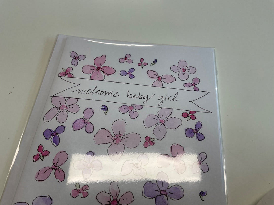 Baby Girl Flowers A Cricket and Me Cards